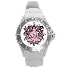 Ornate Buddha Round Plastic Sport Watch (l) by Valentinaart