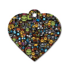 Many Funny Animals Dog Tag Heart (two Sides) by BangZart