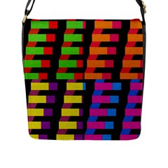 Colorful Rectangles And Squares                        Flap Closure Messenger Bag (l) by LalyLauraFLM