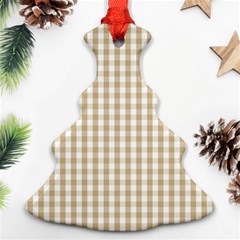 Christmas Gold Large Gingham Check Plaid Pattern Christmas Tree Ornament (two Sides) by PodArtist