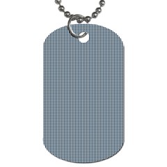 Silent Night Blue Mini Gingham Check Plaid Dog Tag (one Side) by PodArtist