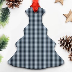 Silent Night Blue Mini Gingham Check Plaid Ornament (christmas Tree)  by PodArtist