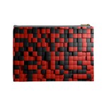 Black Red Tiles Checkerboard Cosmetic Bag (Large)  Back