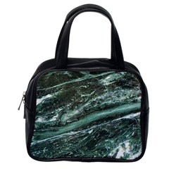 Green Marble Stone Texture Emerald  Classic Handbags (one Side) by paulaoliveiradesign