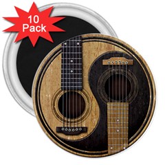 Old And Worn Acoustic Guitars Yin Yang 3  Magnets (10 Pack)  by JeffBartels