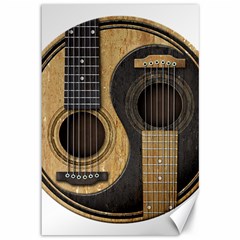 Old And Worn Acoustic Guitars Yin Yang Canvas 12  X 18   by JeffBartels