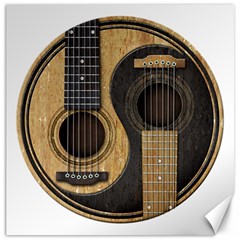 Old And Worn Acoustic Guitars Yin Yang Canvas 16  X 16   by JeffBartels