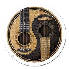 Old And Worn Acoustic Guitars Yin Yang Magnet 5  (round) by JeffBartels