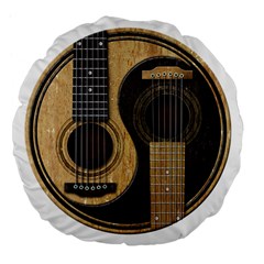 Old And Worn Acoustic Guitars Yin Yang Large 18  Premium Flano Round Cushions by JeffBartels