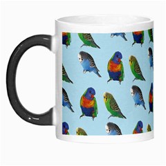 Blue Birds Parrot Pattern Morph Mugs by paulaoliveiradesign