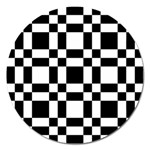 Checkerboard Black And White Magnet 5  (Round) Front