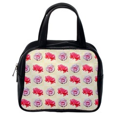 Yellow Floral Roses Pattern Classic Handbags (one Side) by paulaoliveiradesign