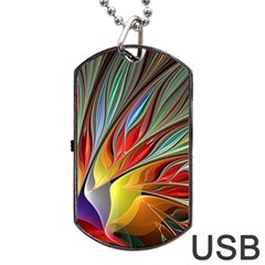 Fractal Bird Of Paradise Dog Tag Usb Flash (one Side) by WolfepawFractals