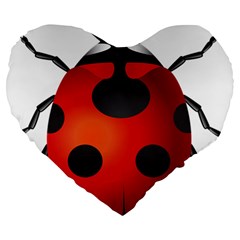 Ladybug Insects Large 19  Premium Heart Shape Cushions by BangZart