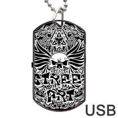 Tattoo Tribal Street Art Dog Tag Usb Flash (two Sides) by Valentinaart