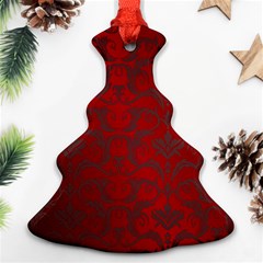 Red Dark Vintage Pattern Christmas Tree Ornament (two Sides) by BangZart