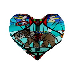 Elephant Stained Glass Standard 16  Premium Heart Shape Cushions by BangZart