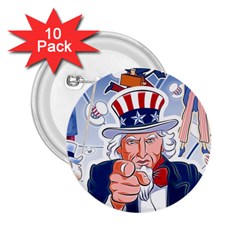 Independence Day United States Of America 2 25  Buttons (10 Pack)  by BangZart