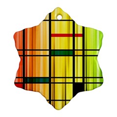 Line Rainbow Grid Abstract Snowflake Ornament (two Sides) by BangZart