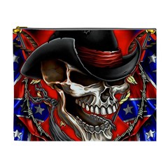 Confederate Flag Usa America United States Csa Civil War Rebel Dixie Military Poster Skull Cosmetic Bag (xl) by BangZart