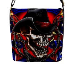 Confederate Flag Usa America United States Csa Civil War Rebel Dixie Military Poster Skull Flap Messenger Bag (l)  by BangZart