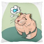 Cat Animal Fish Thinking Cute Pet Large Flano Cushion Case (Two Sides) Back