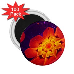 Royal Blue, Red, And Yellow Fractal Gerbera Daisy 2 25  Magnets (100 Pack)  by jayaprime