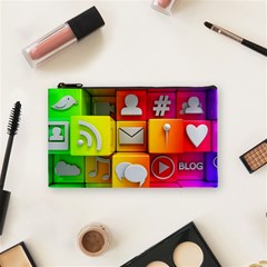 Colorful 3d Social Media Cosmetic Bag (small)  by BangZart