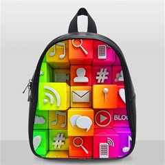 Colorful 3d Social Media School Bags (small)  by BangZart