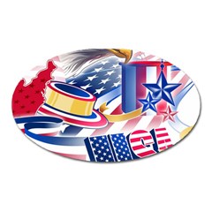 United States Of America Usa  Images Independence Day Oval Magnet by BangZart