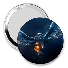 Owl And Fire Ball 3  Handbag Mirrors by BangZart