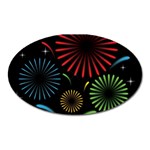 Fireworks With Star Vector Oval Magnet Front