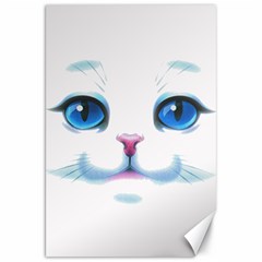 Cute White Cat Blue Eyes Face Canvas 20  X 30   by BangZart