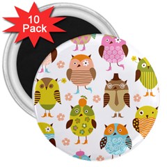 Cute Owls Pattern 3  Magnets (10 Pack)  by BangZart