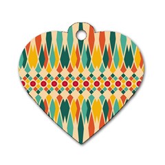 Festive Pattern Dog Tag Heart (two Sides) by linceazul