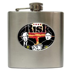 Nuclear Explosion Trump And Kim Jong Hip Flask (6 Oz) by Valentinaart