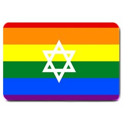 Gay Pride Israel Flag Large Doormat  by Valentinaart