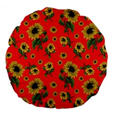 Sunflowers Pattern Large 18  Premium Round Cushions by Valentinaart