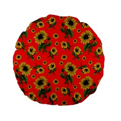 Sunflowers Pattern Standard 15  Premium Flano Round Cushions by Valentinaart