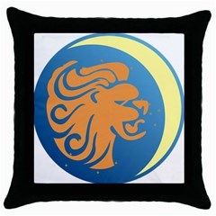 Lion Zodiac Sign Zodiac Moon Star Throw Pillow Case (black) by Nexatart