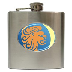 Lion Zodiac Sign Zodiac Moon Star Hip Flask (6 Oz) by Nexatart