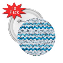 Baby Blue Chevron Grunge 2 25  Buttons (10 Pack)  by designworld65