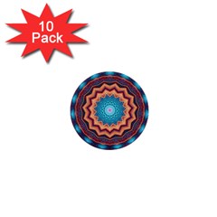 Blue Feather Mandala 1  Mini Buttons (10 Pack)  by designworld65