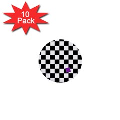 Dropout Purple Check 1  Mini Buttons (10 Pack)  by designworld65