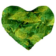 Green Springtime Leafs Large 19  Premium Heart Shape Cushions by designworld65