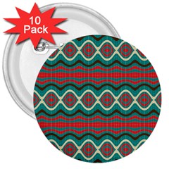 Ethnic Geometric Pattern 3  Buttons (10 Pack)  by linceazul