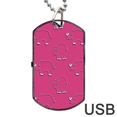 Rhino Pattern Wallpaper Vector Dog Tag Usb Flash (one Side) by Nexatart