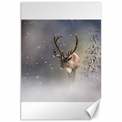 Santa Claus Reindeer In The Snow Canvas 12  X 18  by gatterwe