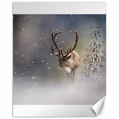 Santa Claus Reindeer In The Snow Canvas 11  X 14  by gatterwe