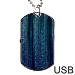 Stylish Abstract Blue Strips Dog Tag USB Flash (One Side) Front